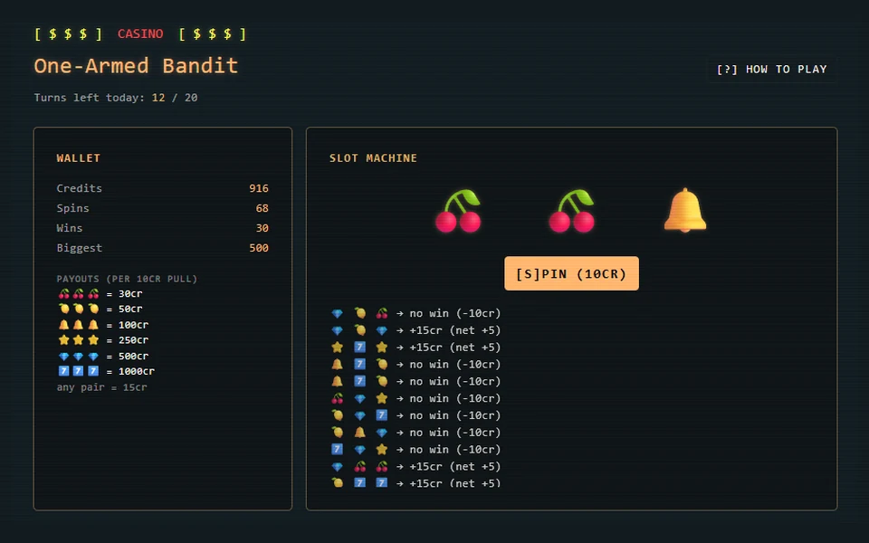 One-Armed Bandit screenshot